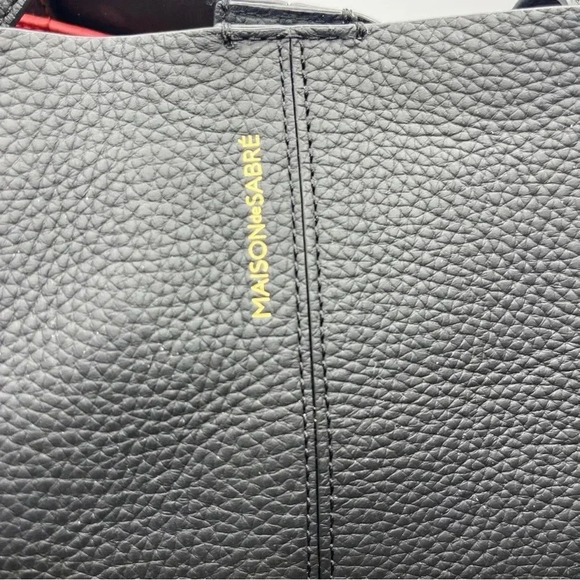 Maison de Sabre The Snap Soft Tote Black Rouge Noir Genuine Leather - Picture 11 of 15